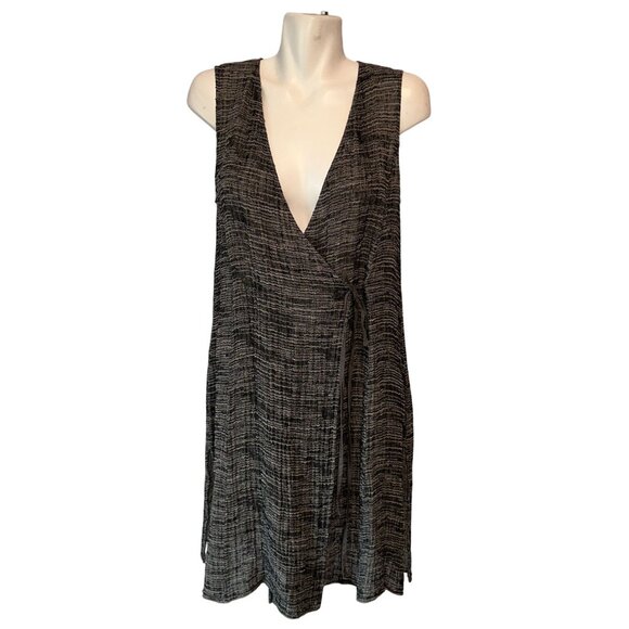 Eileen Fisher Gray Wrap Long Vest Organic Linen Lagenlook Top Womens Size Medium - Picture 1 of 6